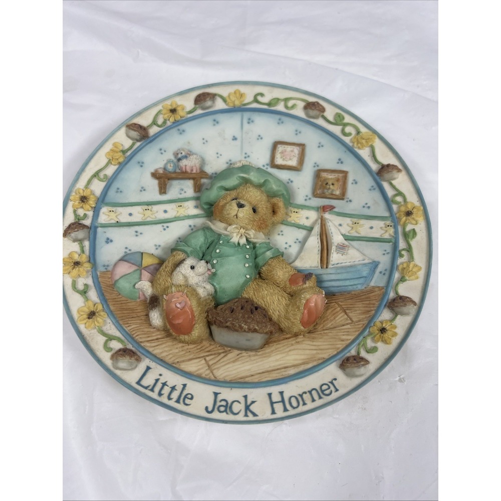 Cherished Teddies #151998 Little Jack Horner Nursery Rhyme 6" Wall Plate 1994